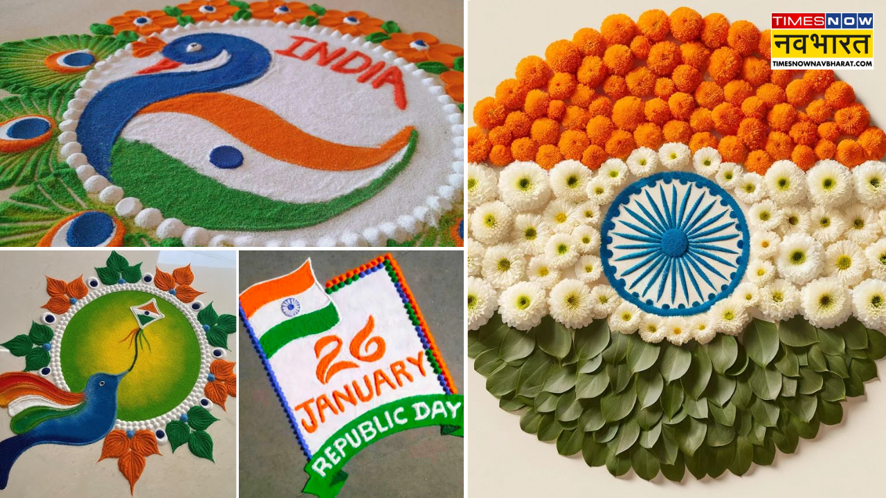 Rangoli design for Republic day, Republic day 2025, Gantantra Diwas, Tricolor rangoli photo