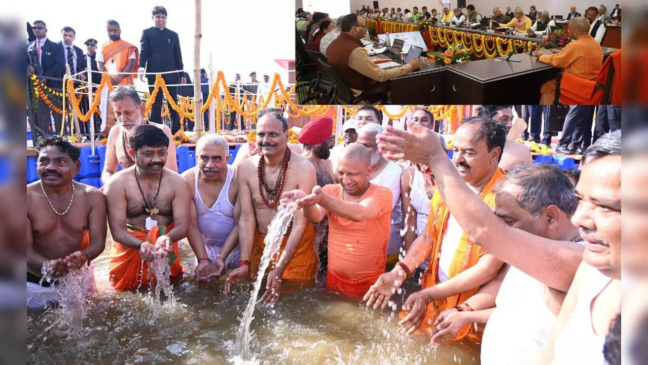 UP Minister Dip in Mahakumbh