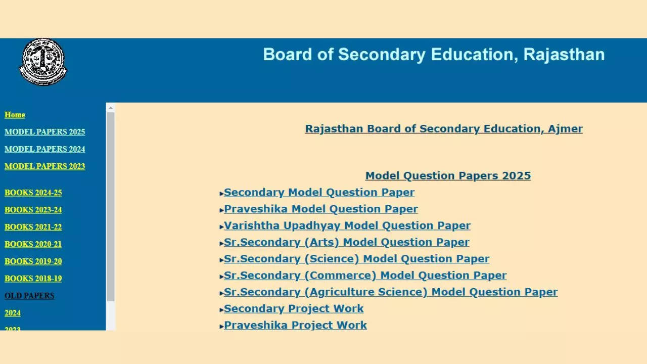 RBSE Rajasthan Board 12th Science, Commerce, Arts Model Paper 2025 Download