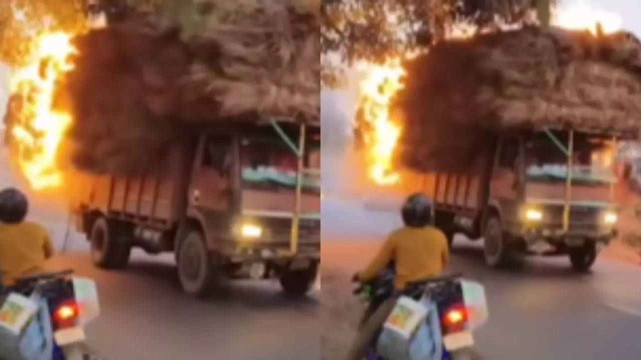 Running Truck Wrapped in Fire