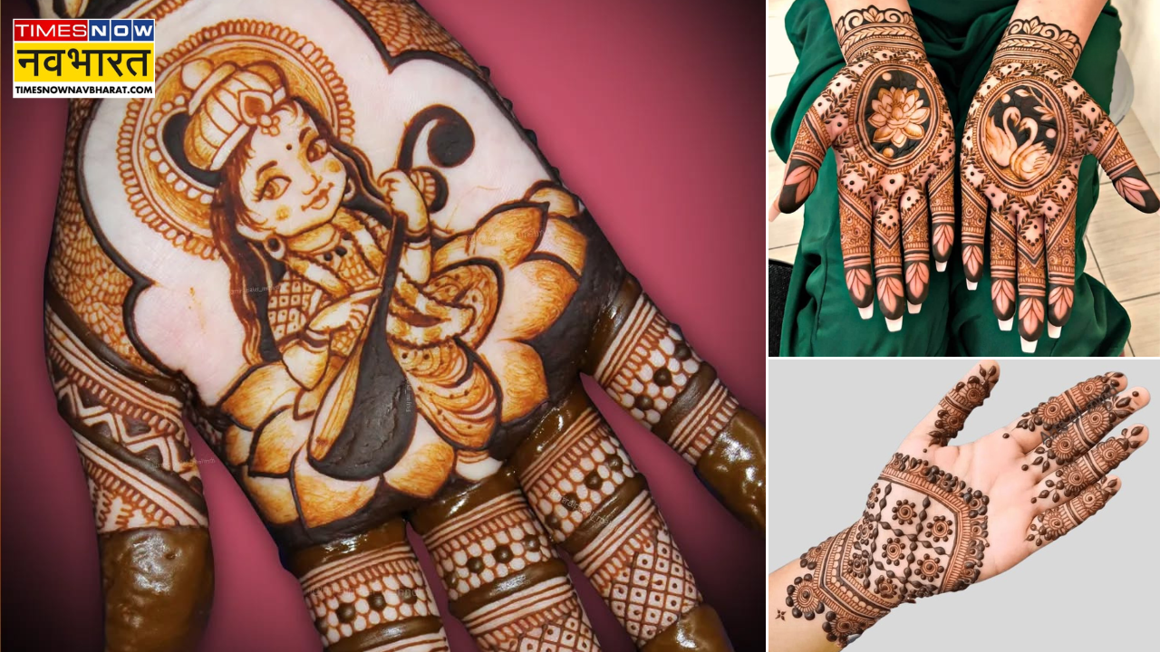 Basant Panchami Mehndi designs, Mehndi designs for Basant Panchami, Easy Henna designs, Maa Saraswati photo