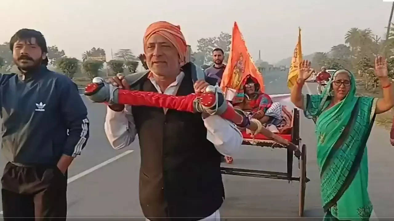 Son Takes His Old Mother On Bullock Cart