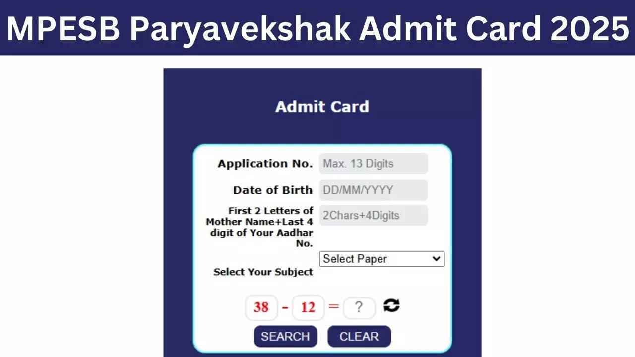 MPESB Parvekshak Admit Card 2025 Out Now