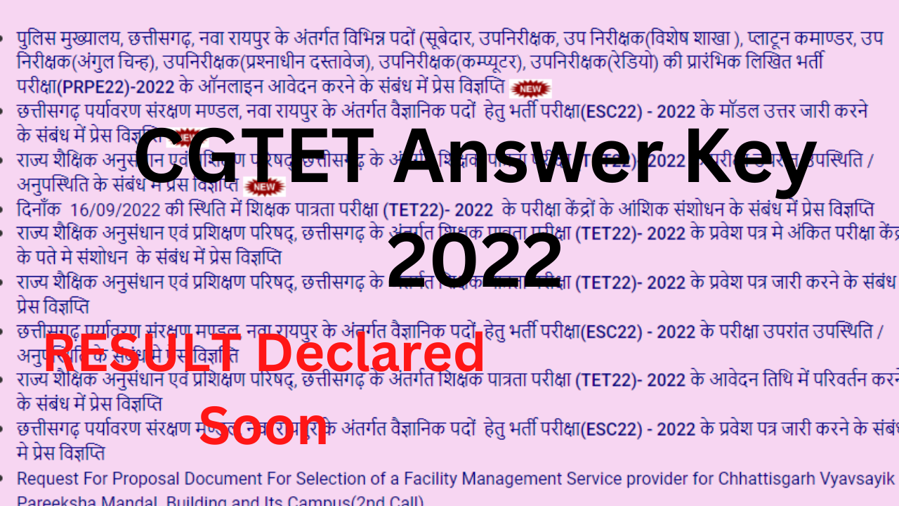 CG TET Answer Key 2022