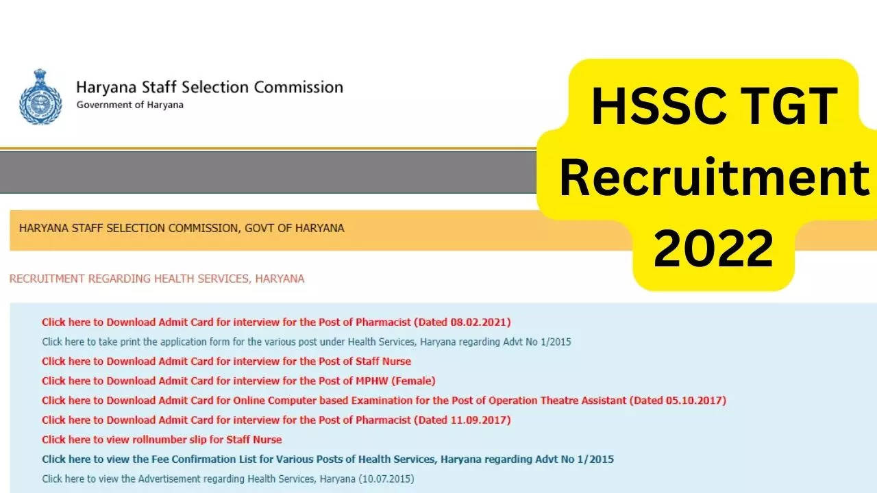 HSSC TGT Recruitment 2022