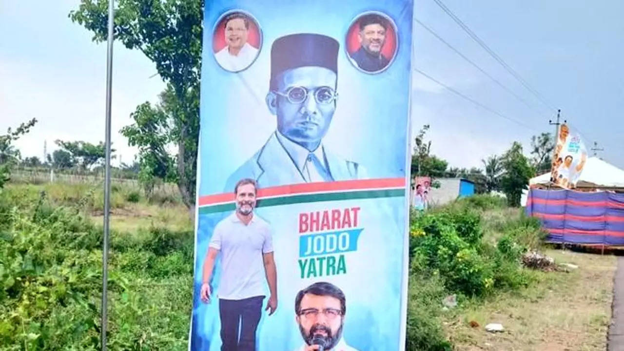 Savarkar on Congress poster