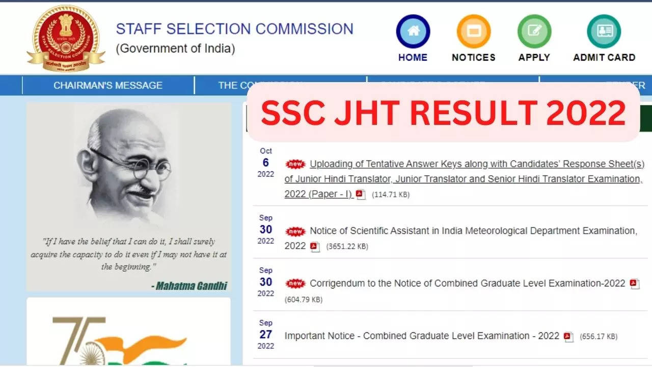 SSC JHT Result 2022