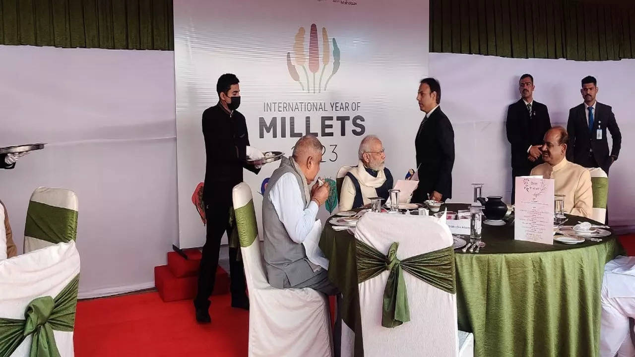 Modi on millet Lunch