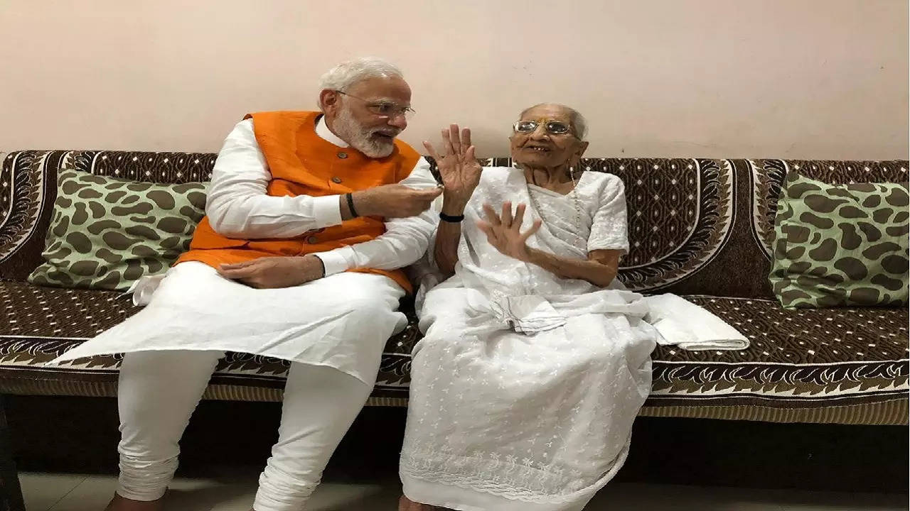 Narendra Modi with Heeraben