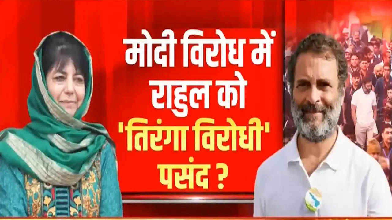 ये क्या! राहुल गांधी के स्वागत वाले महबूबा मुफ्ती के पोस्टर में सिर्फ कश्मीर, तिरंगा क्यों नहीं? Watch Video