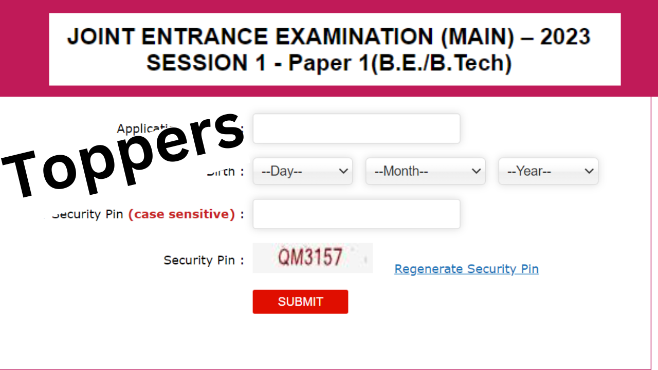 jee mains 2023 result topper list