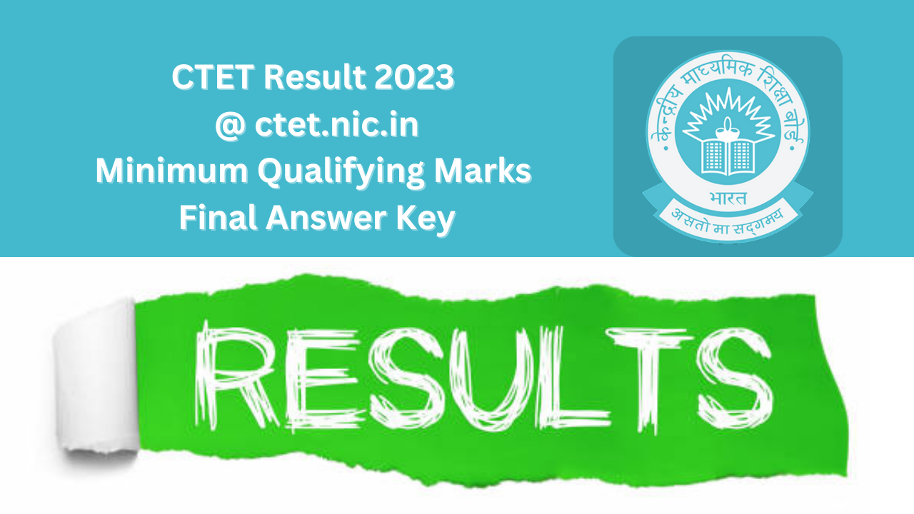 CTET Result 2023 @ ctet.nic.in Minimum Qualifying Marks Final Answer Key