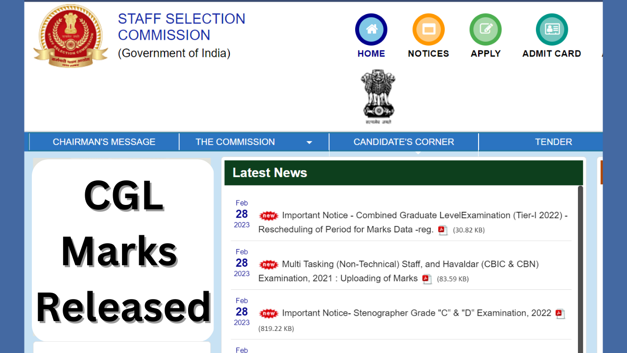 SSC CGL 2023 marks Released