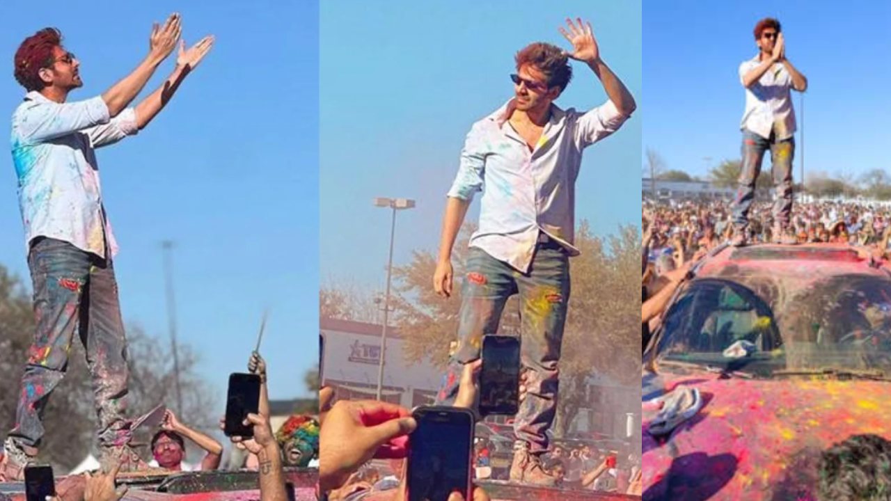 Kartik Aaryan celebrates desi Holi in Dallas