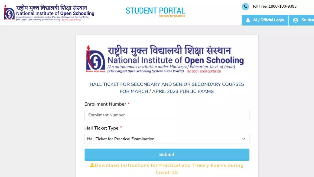 NIOS Admit Card 2023