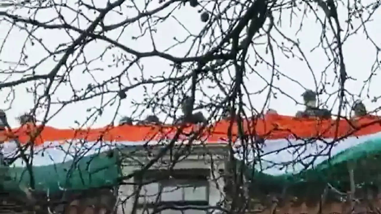 Giant Tricolour put up atop Indian High Commission building