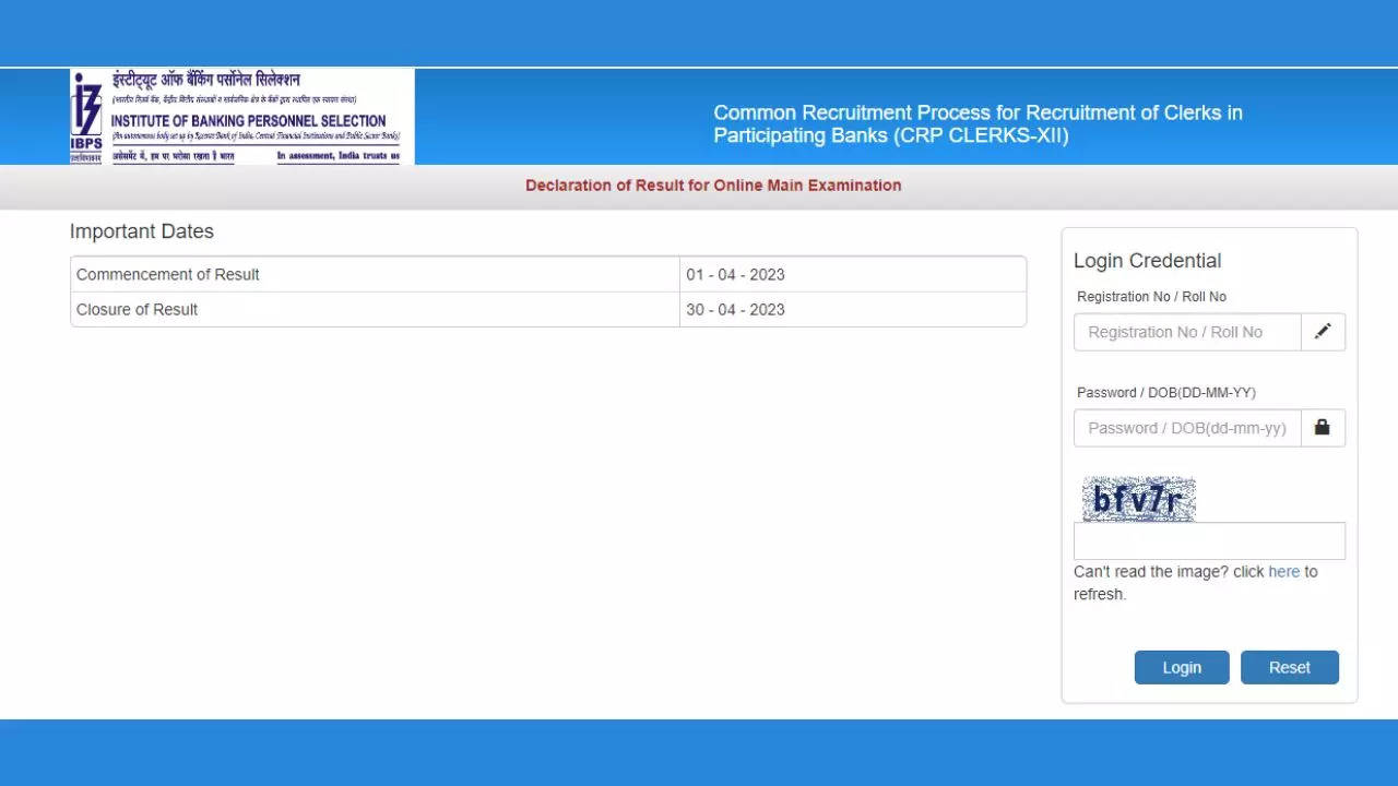 IBPS Clerk Mains Result 2022