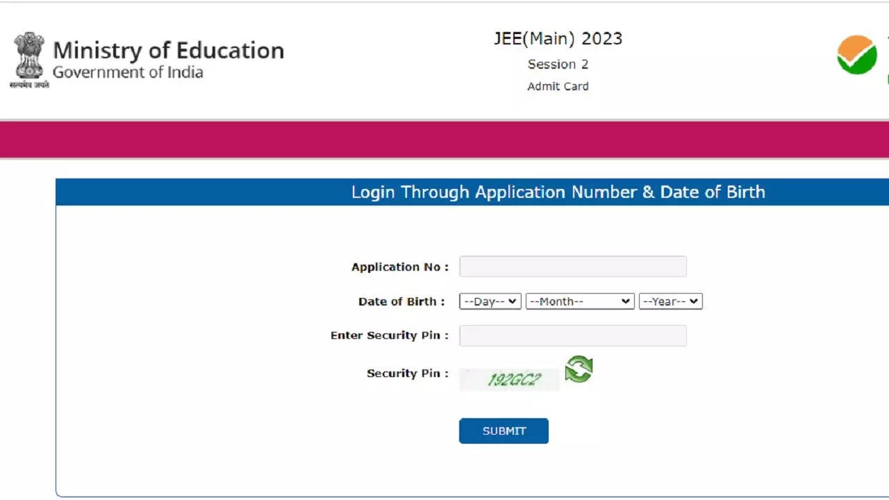 JEE Mains Admit Card 2023 for 10th April Exam