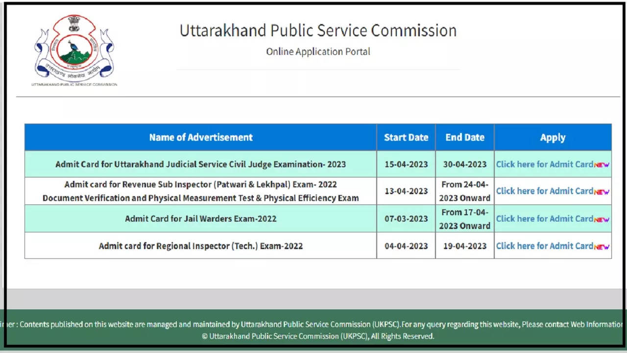 UKPSC Admit Card 2023 Released,  UKPSC Admit Card Download