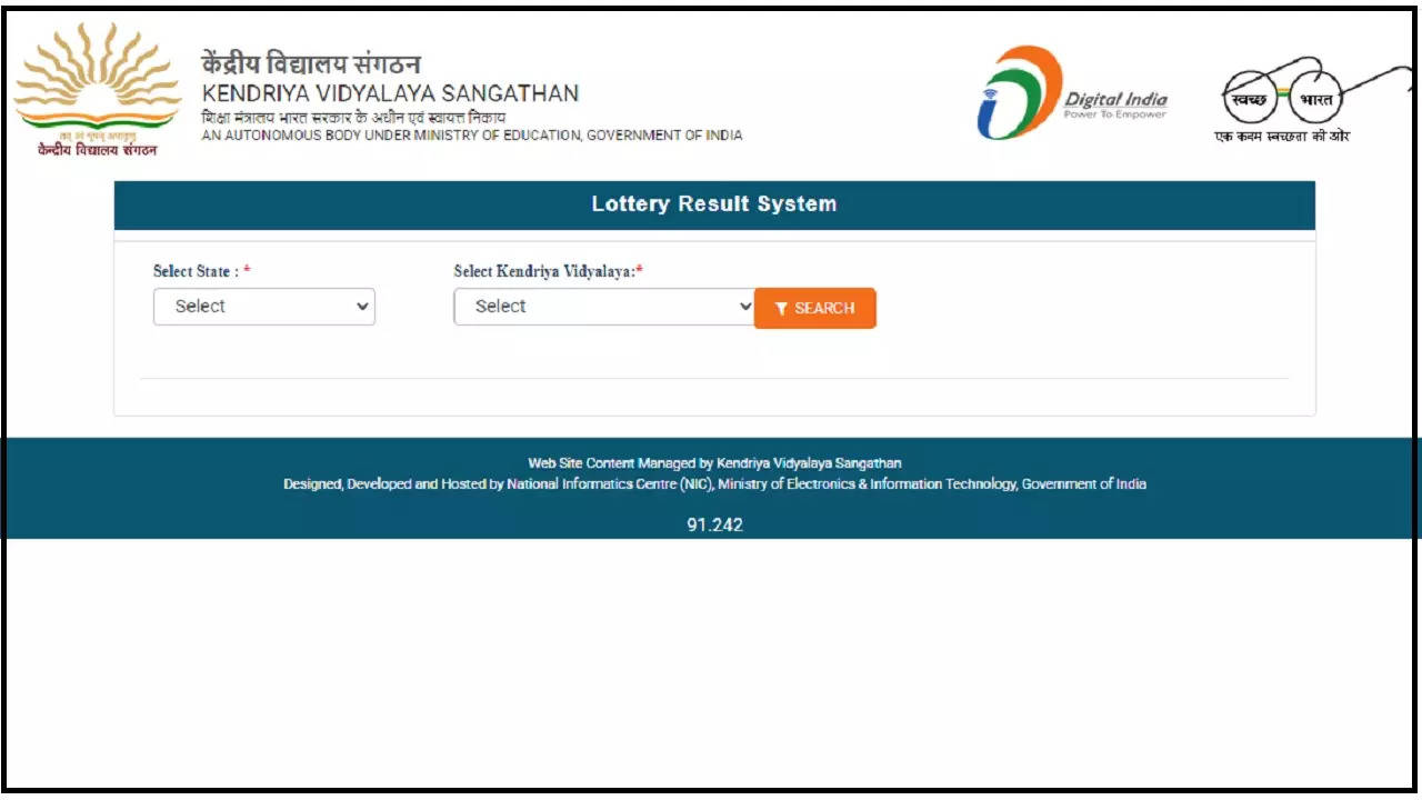 KVS Admission 2023 Class 1 Lottery Result