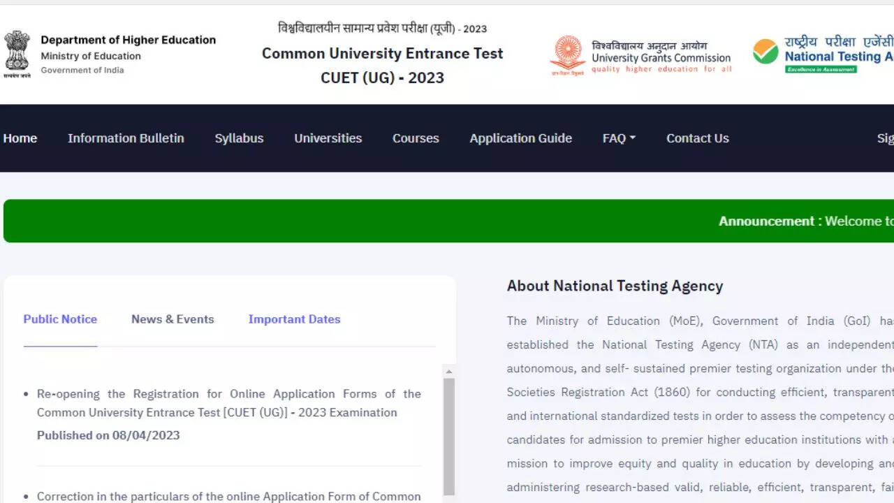 CUET UG Admit Card 2023 on cuet.samarth.ac.in, nta.nic.in cuet ug