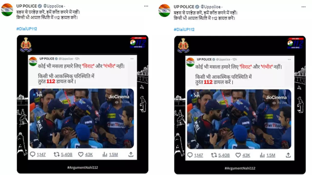 ​UP Police Tweet, Virat Kohli, Gautam Gambhir